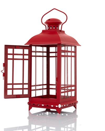 Classical Wrought Iron Lantern Red