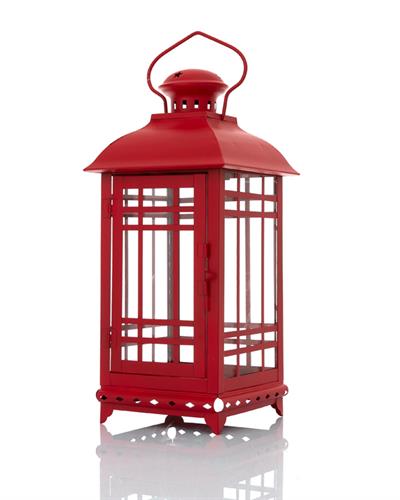 Classical Wrought Iron Lantern Red