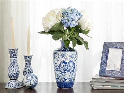 Classy Ваза Порцелан 15,8x30,8 см Син - Бял.