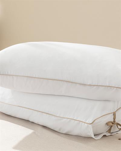 Classy Plain Калъфка За Възглавница 2 бр. Памучен с кант и връзки 50x70 см Бял - Бледокафяв