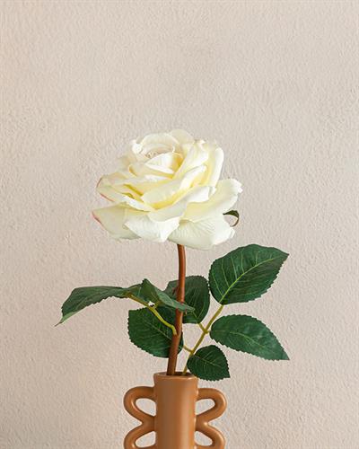 Classy Rose Една Клонка Изкуствено Цвете Пластмасов, Бяло, 64 Cm