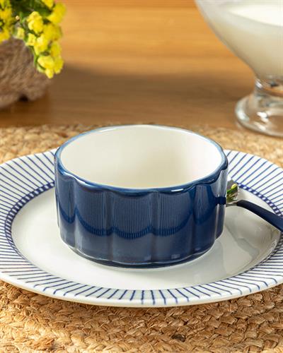 Clover Blue Porcelain Souffle Dish 8,5 cm White-Blue