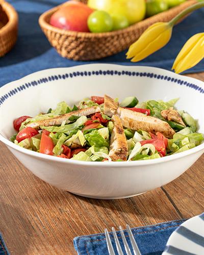 Clover Stripe Купа За Салата Порцелан, Бяло - Синьо, 25 Cm