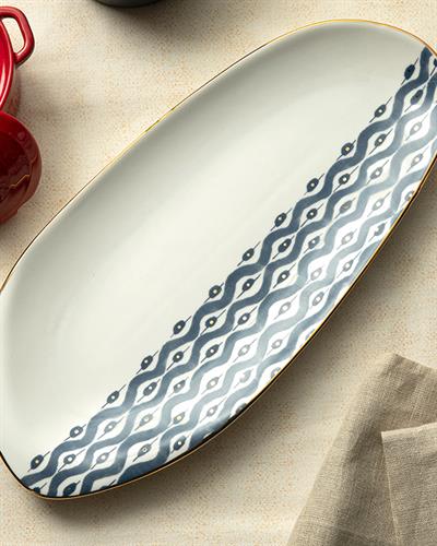 Coastal Bliss Плато Порцелан 37 см Син - Бял.