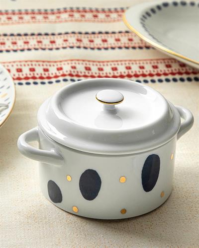 Coastal Spot Мини Тенджера Порцелан 14 см. Син - Бял.