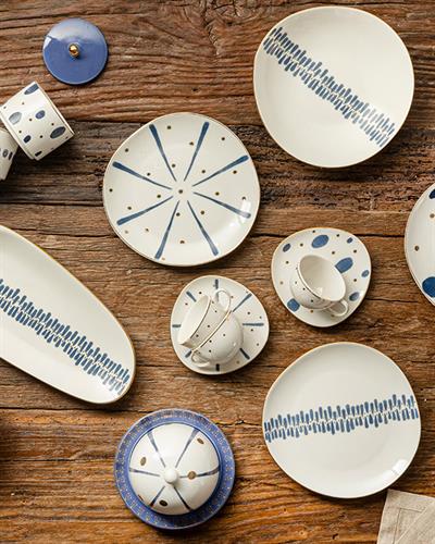 Coastal Stripe Плато Порцелан 31 см Син - Бял.