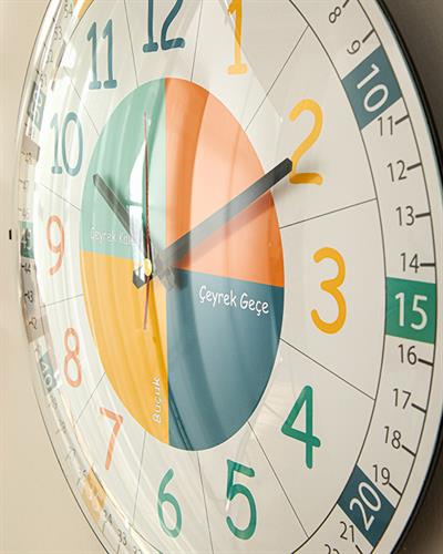 Çocuk Eğitici Mens Wall Clock for Kids 35x35 cm Blue