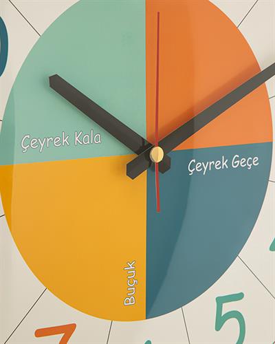 Çocuk Eğitici Mens Wall Clock for Kids 35x35 cm Blue