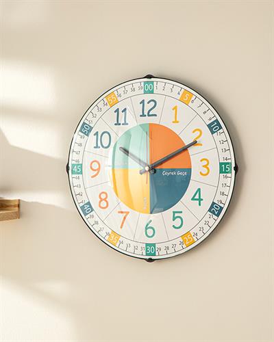 Çocuk Eğitici Mens Wall Clock for Kids 35x35 cm Blue