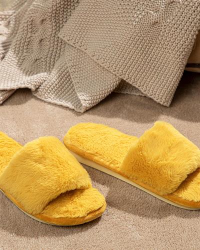 Colorful Пантофи За Дома Дамски, Плюш, Жълто, 36