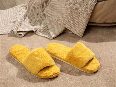 Colorful Пантофи За Дома Дамски, Плюш, Жълто, 36