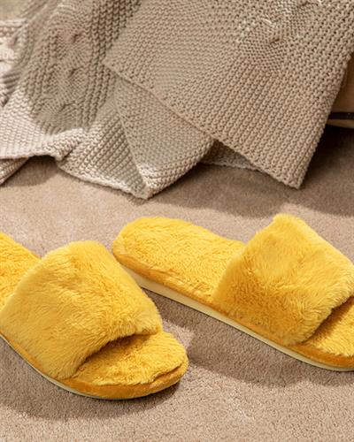 Colorful Пантофи За Дома Дамски, Плюш, Жълто, 39