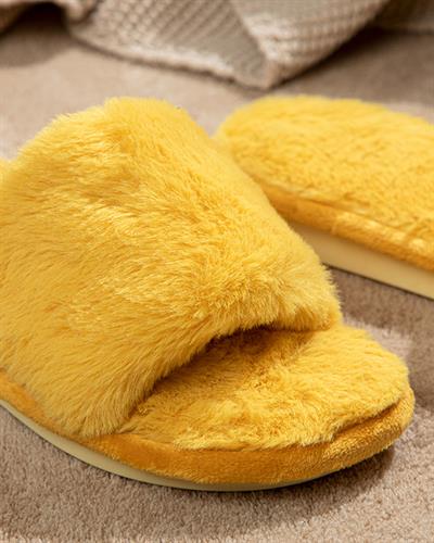 Colorful Пантофи За Дома Дамски, Плюш, Жълто, 39