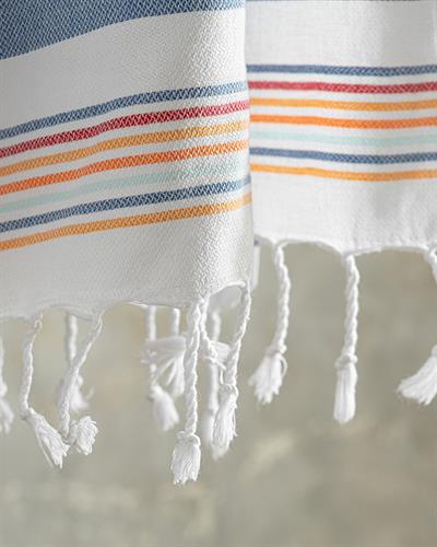 Colorful Пещемал на райе Памучен 90x150 cm Жълт - Син - Розов