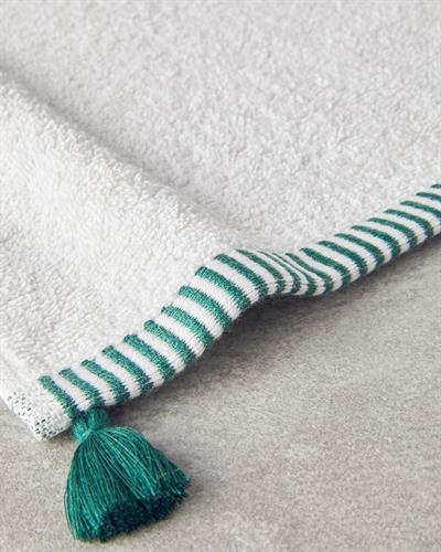 Colorful Lines Кърпа За Ръце С пискюли Памучен 30x45 cm Екрю - Зелен