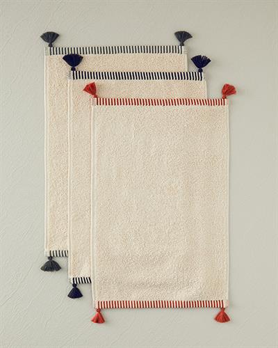 Colorful Lines Кърпа За Ръце С пискюли Памучен 30x45 см Светлобежов - Черен