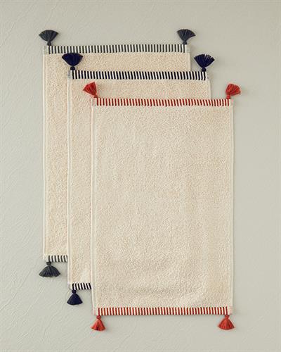 Colorful Lines Кърпа За Ръце С пискюли Памучен 30x45 см Светлобежов - Зелен