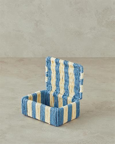 Colorful Striped Декоративна Кутия Хартиено влакно 11x15x5 см Морскосин