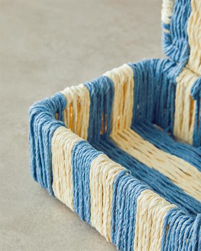 Colorful Striped Декоративна Кутия Хартиено влакно 11x15x5 см Морскосин