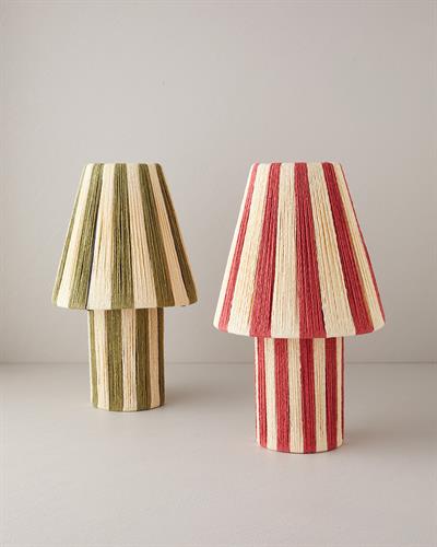 Colorful Striped Абажур Хартиено влакно 12x25x43 см Червен - Кремав