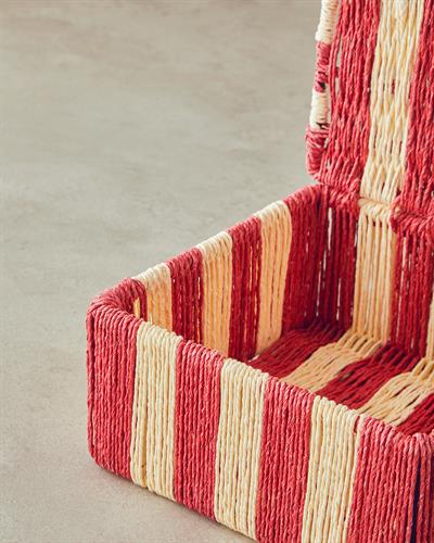 Colorful Striped Декоративна Кутия Хартиено влакно 18x18x8см Червен