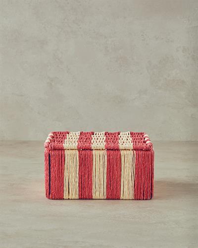 Colorful Striped Декоративна Кутия Хартиено влакно 18x18x8см Червен