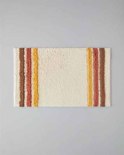 Colorful Striped Постелка За Баня Памучен Памучен 50x80 см Екрю