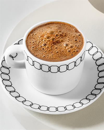 Comb Porcelain 4 Parça 2 Kişilik Coffee Cup Set 80 ml Black