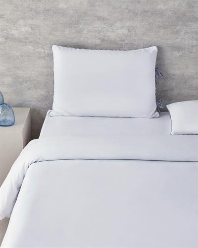 Comfy Plain Спален Комплект Двоен Оксфорд Багрени нишки 200x220 см Бял - Морскосин