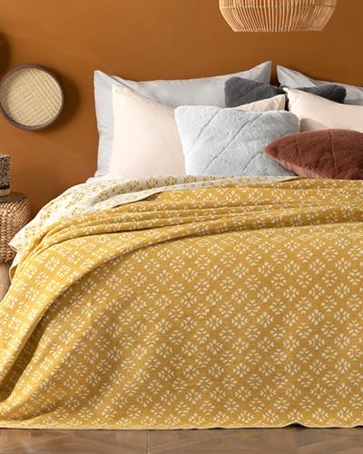 Cool Diamonds Одеяло Единичен Памучен 150x200 см Горчица