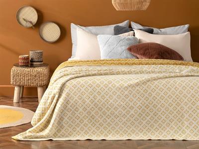Cool Diamonds Cotton Double Blanket 200x220 cm Mustard