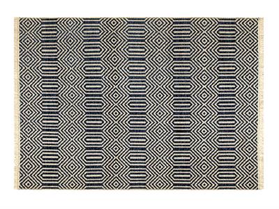Cool Geometric Chenille-Jute Carpet 200X300 Dark Blue