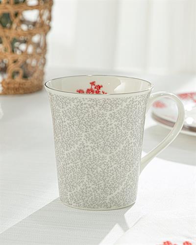 Coral Чаша Bone Порцелан, Сиво-Червено, 330 Ml