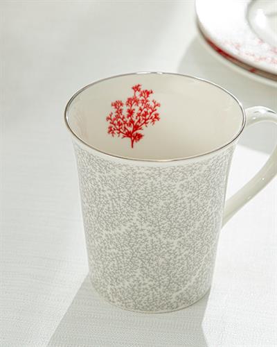 Coral Чаша Bone Порцелан, Сиво-Червено, 330 Ml