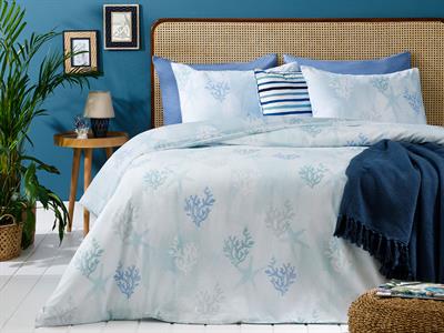 Coral Ocean СПАЛНО БЕЛЬО КОМПЛЕ За един човек Памучен 160x220 cm Син