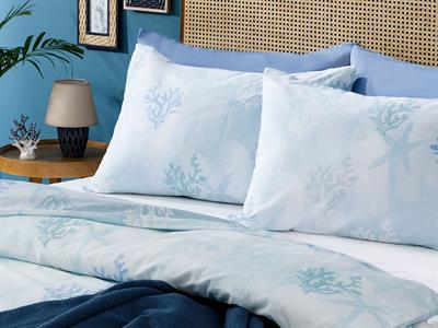 Coral Ocean СПАЛНО БЕЛЬО КОМПЛЕ За един човек Памучен 160x220 cm Син