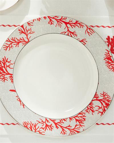 Coral Reef Супла Bone Порцелан, Сиво-Червено, 32 Cm