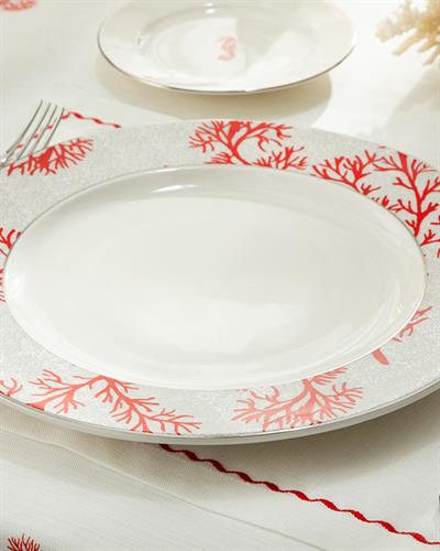 Coral Reef Супла Bone Порцелан, Сиво-Червено, 32 Cm