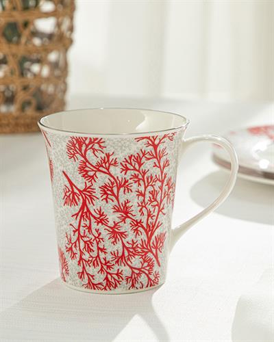 Coral Reef Чаша Bone Порцелан, Сиво-Червено, 330 Ml