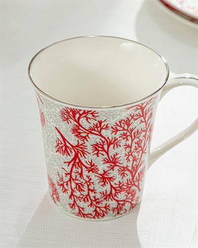 Coral Reef Чаша Bone Порцелан, Сиво-Червено, 330 Ml