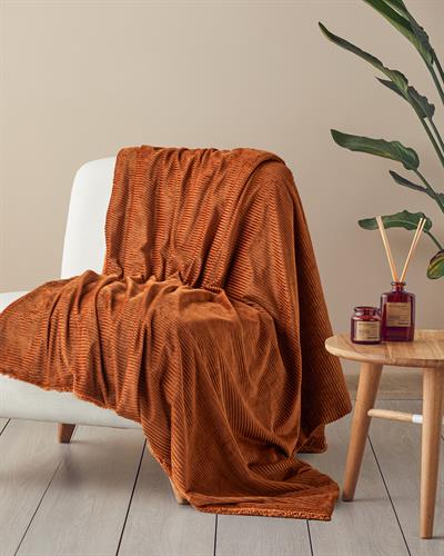 Corduroy Тв Одеяло Кадифе с Шерпа 120x160 см Изгоряло оранжево