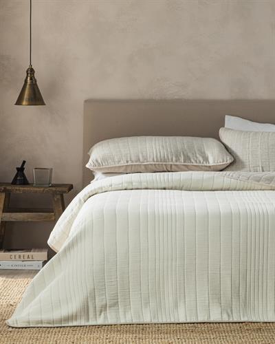 Cosy Rectangles Filled Jacquard Double Person Bed Quilt Set 240x260 cm Anthracite