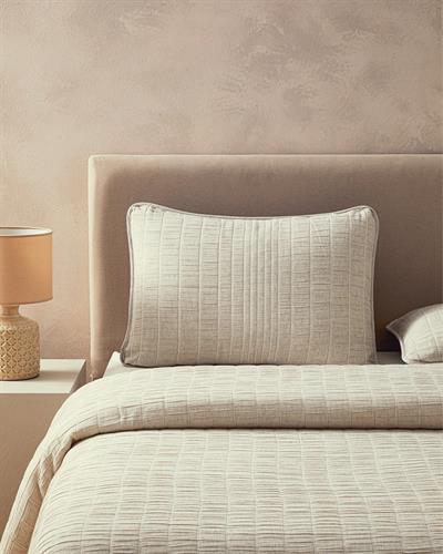 Cosy Rectangles Покривка За Легло Комплект Двоен Размер, Crinkle Микрофибър, Бежово-Крем, 240 X 260 Cm