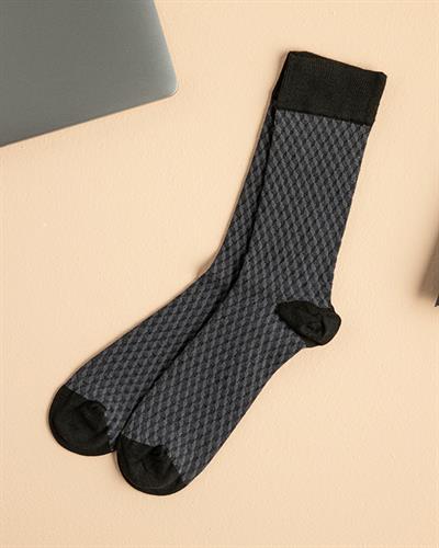 Cotton Diamonds Bamboo Mens Long Length Sock 40-44 Black