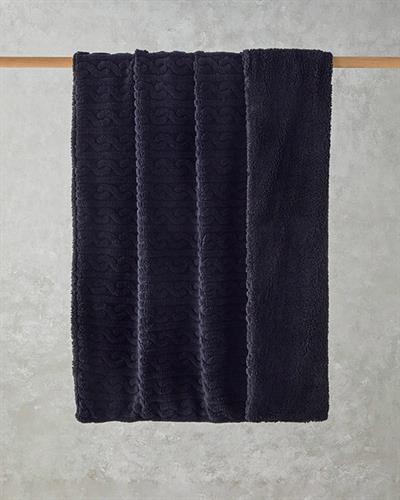 Cozy Braid Тв Одеяло Нарязана шерпа 120x170 см Черен