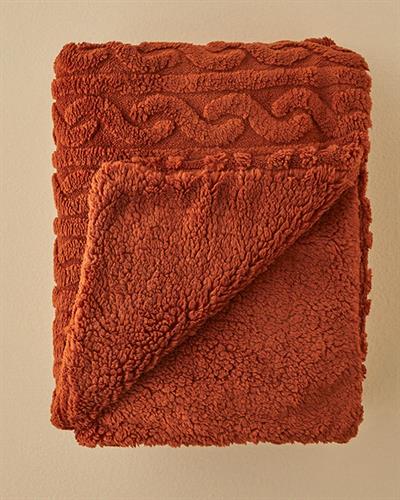 Cozy Braid Тв Одеяло Нарязана шерпа 120x170 см Теракота