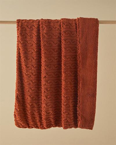 Cozy Braid Тв Одеяло Нарязана шерпа 120x170 см Теракота