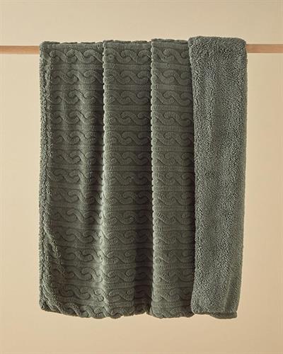 Cozy Braid Тв Одеяло Нарязана шерпа 120x170 см Маслиненозелен.