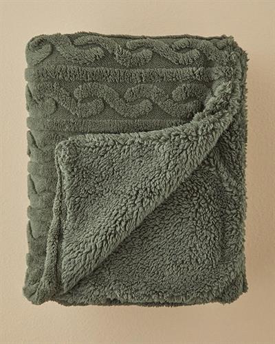 Cozy Braid Тв Одеяло Нарязана шерпа 120x170 см Маслиненозелен.