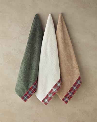 Cozy Plaid Кърпа За Лице С детайли каре Памучен 50x80 см Зелен